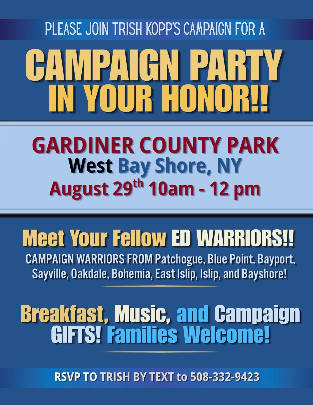 Upcoming Trish Kopp campaign event